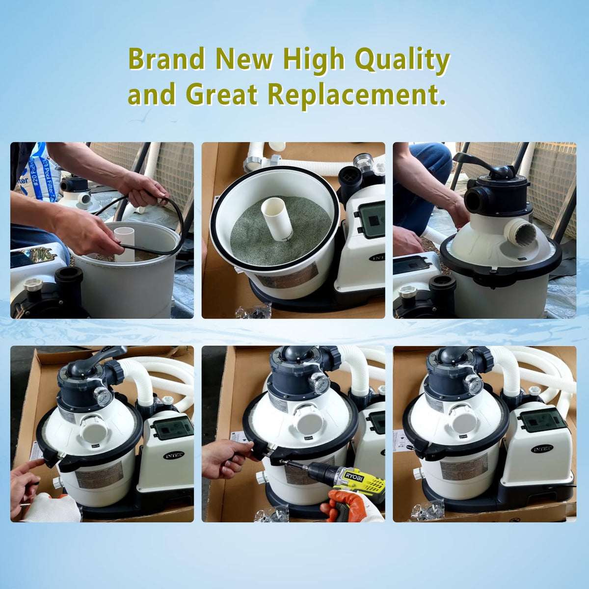 Intex 10-inch sand filter system ready for maintenance with Vsttar part.