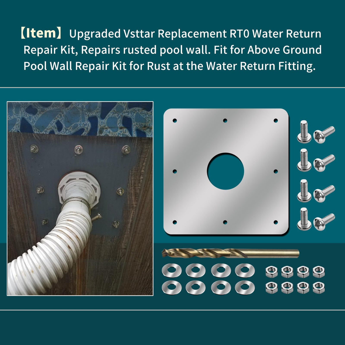Vsttar stainless steel fasteners and drill bits included for easy installation