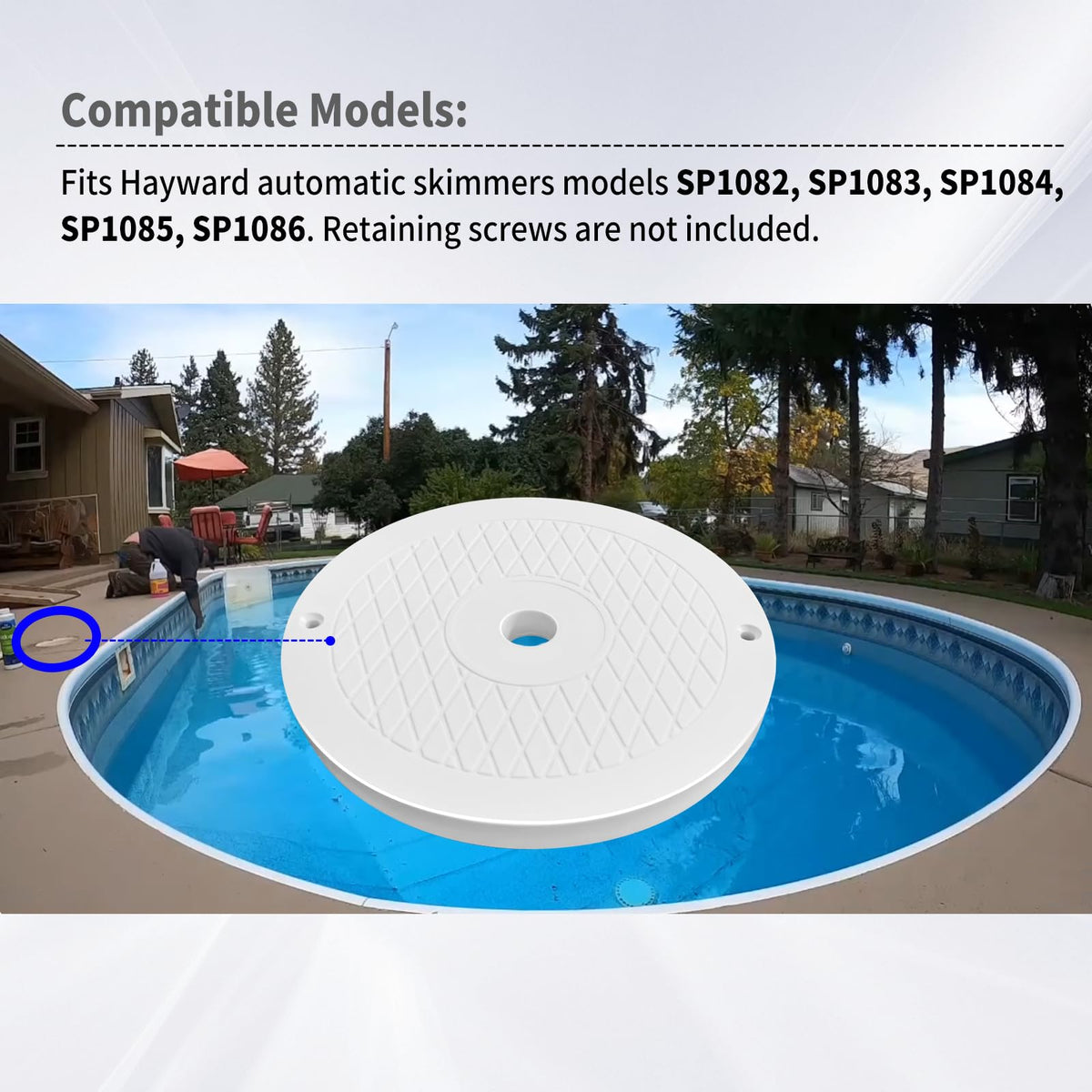 Vsttar skimmer deck lid diameter 8-5/8 inches, precise fit for Hayward models.