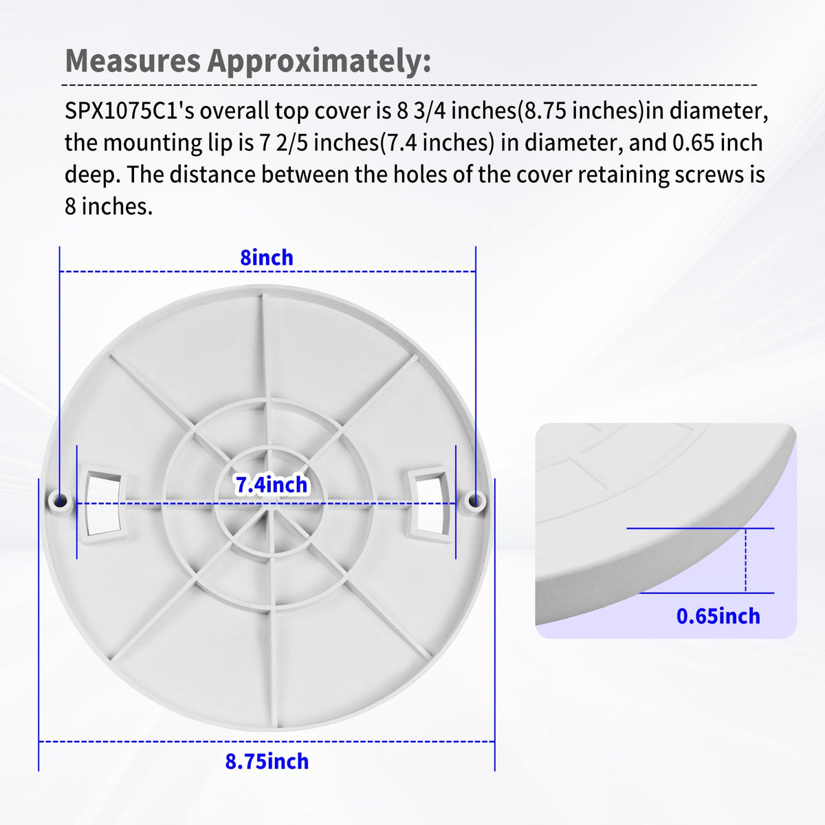 Vsttar SPX1075C1 white cover, depth profile for slim spaces