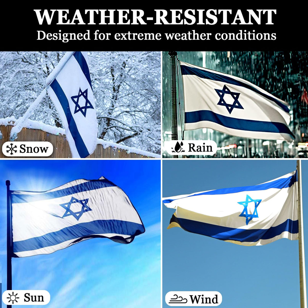 VSZM Israeli flag suitable for walls, poles, or balconies