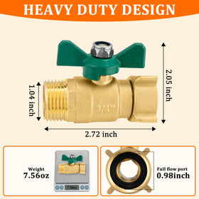 Vtenyeo brass valve with full-port opening minimizes flow loss during high-volume irrigation.