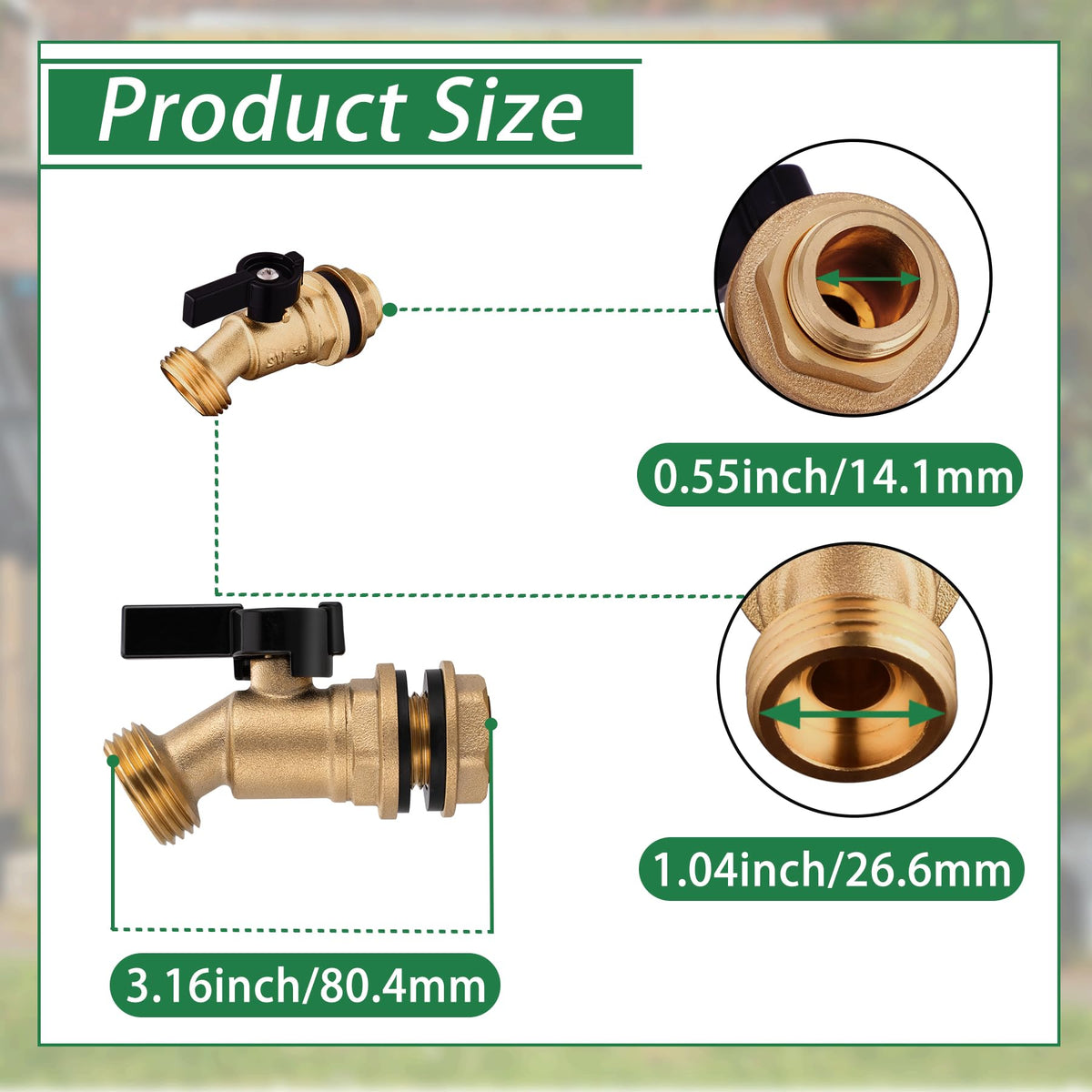 Vtenyeo brass spigot kit quarter-turn valve for easy, fast shutoff.