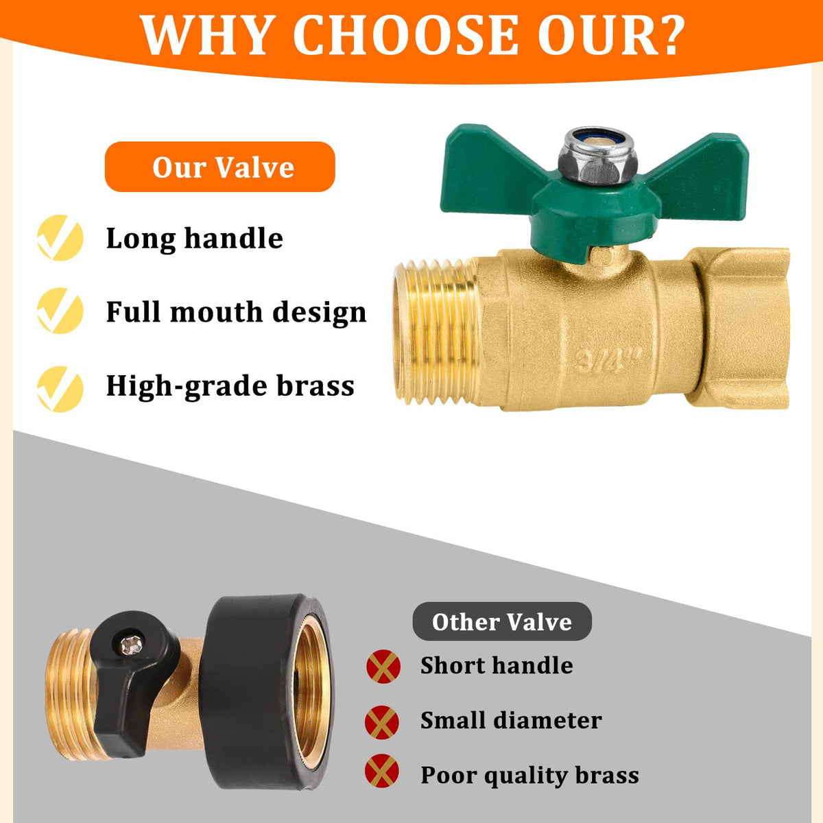 Vtenyeo easy-grip handle provides secure control with wet hands.