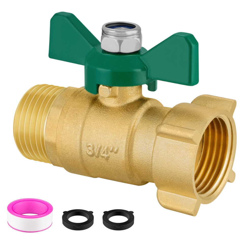 Vtenyeo garden hose shut off valve with 360-degree swivel for versatile watering control.