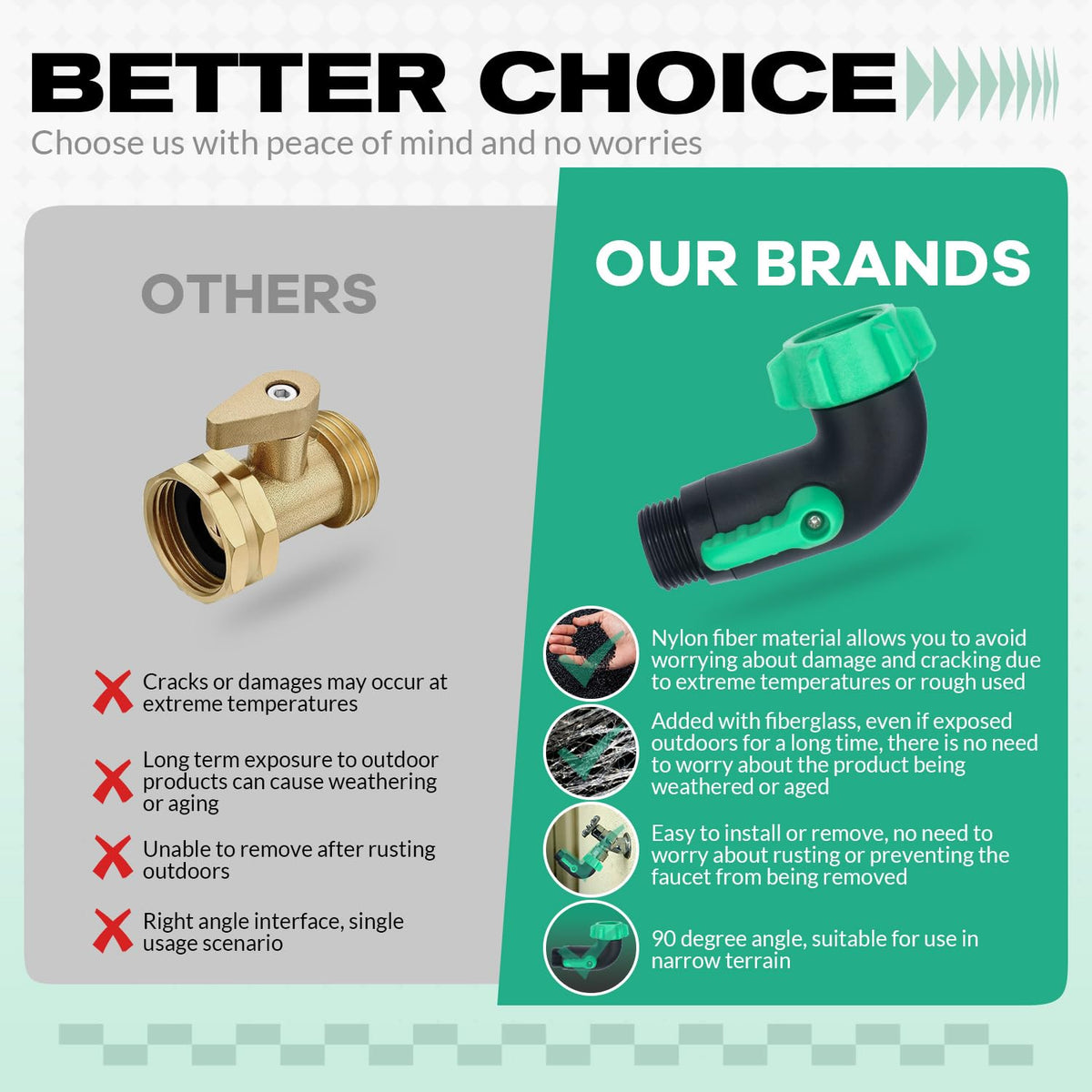 Vtenyeo heavy-duty plastic hose elbow offers durable outdoor use.