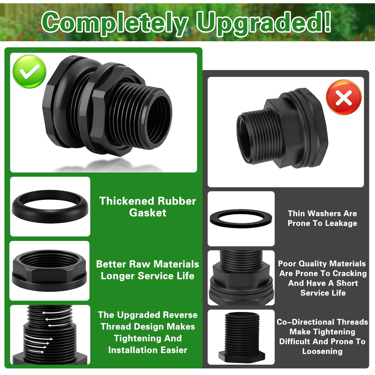 Vtenyeo garden hose shut-off on rain barrel kit for quick access