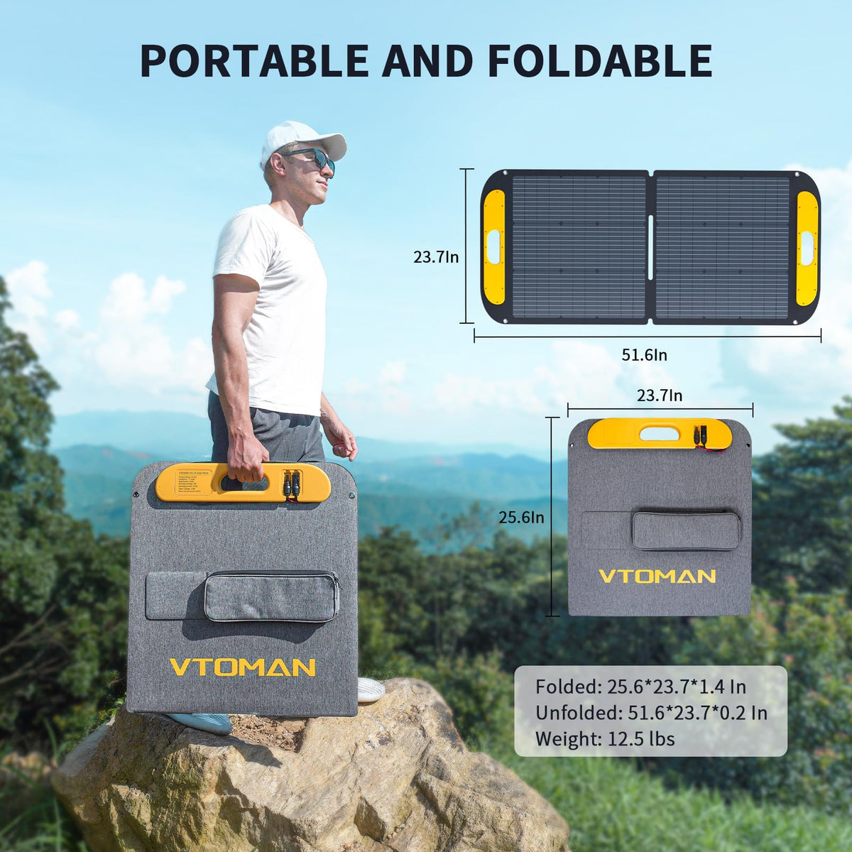 VTOMAN VS110 with kickstands deployed for quick, stable outdoor setup.