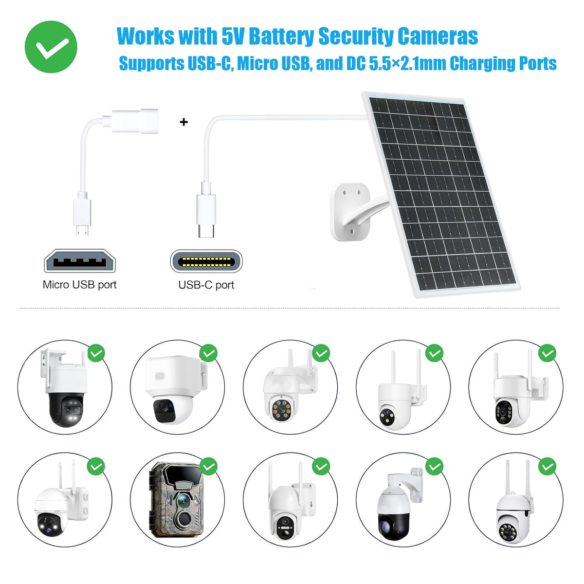 VUEBEE 360-degree bracket supports precise sun direction for charging.