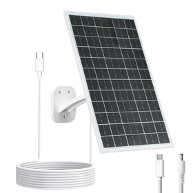 VUEBEE 13W solar panel front view powering outdoor cameras with daylight charging.