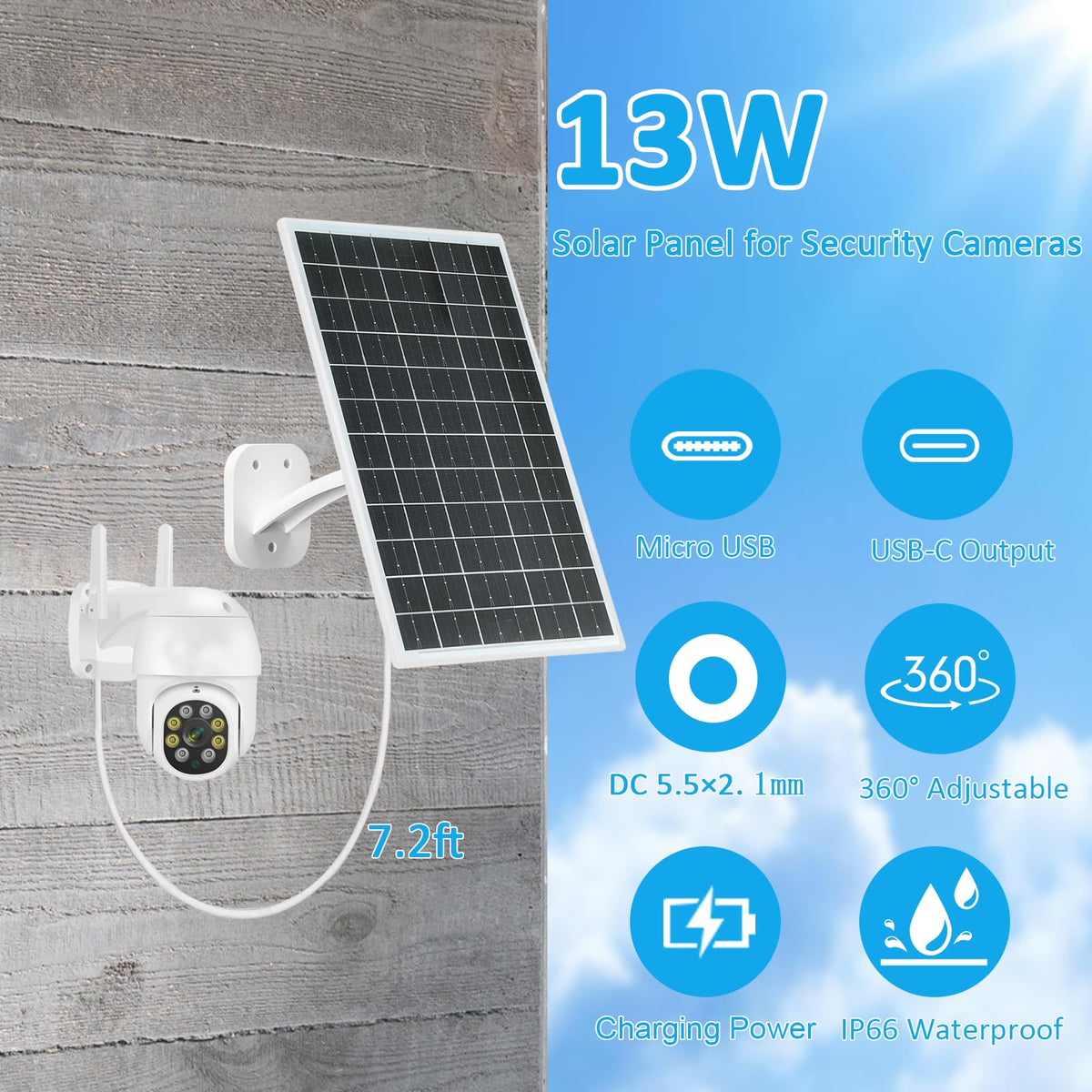 VUEBEE 13W IP66 solar panel withstands harsh weather.