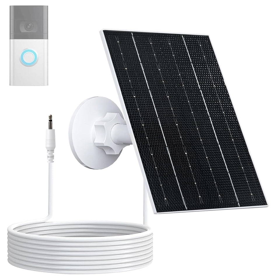 VUEBEE 4W solar panel with built-in 2600mAh battery powering Ring doorbells consistently.