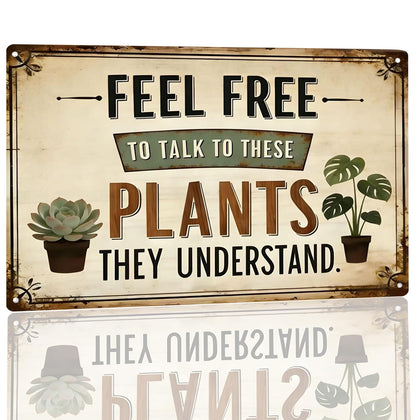 Vuiiwala vintage gardening tin sign with message, adds rustic charm to garden walls.