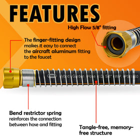 VUNDARA hose with 360-degree rotating fittings for easy connections.