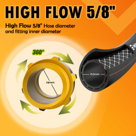 VUNDARA flexible no memory hose resists kinks during use and storage.