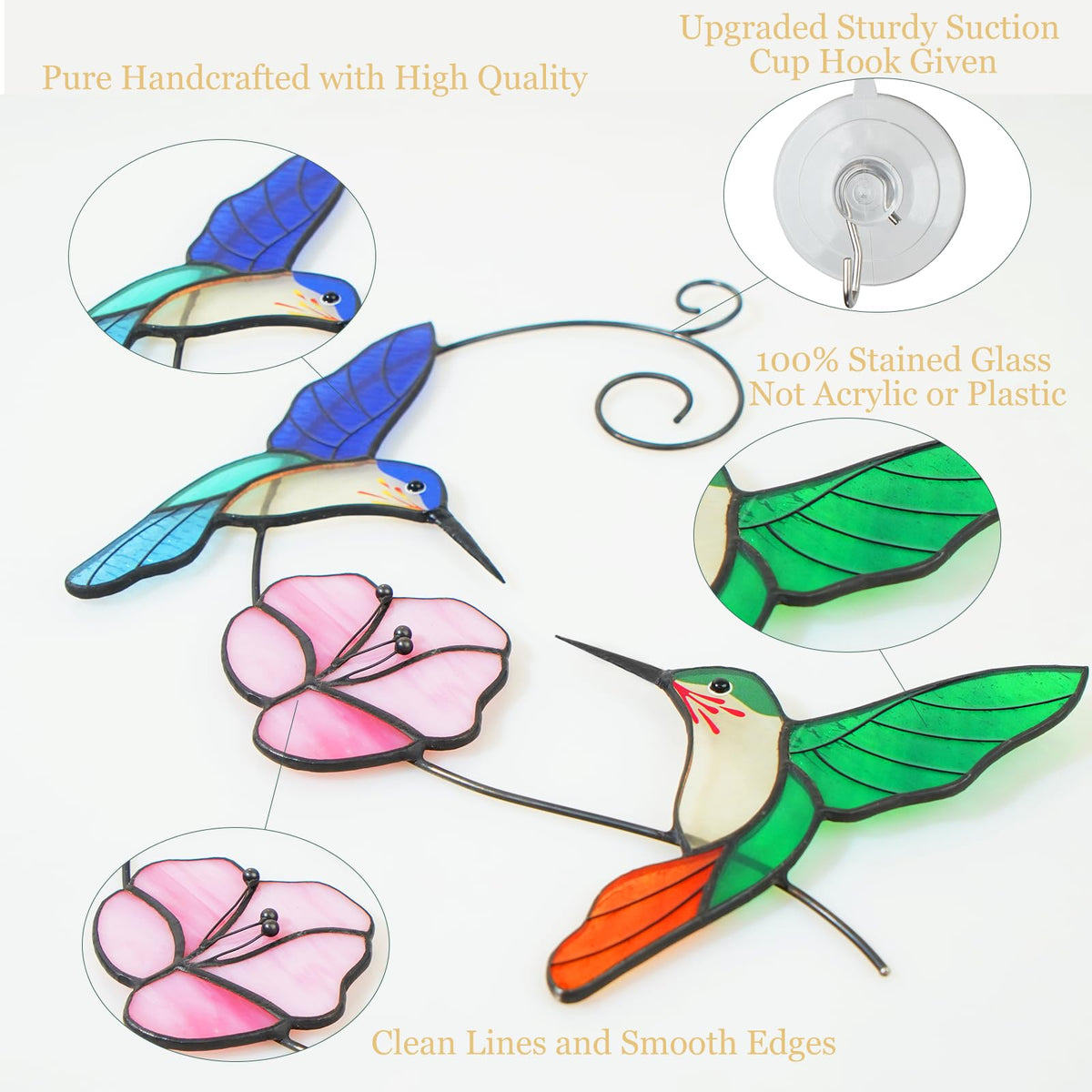 vusluna hummingbird glass bird window decor adds color and charm