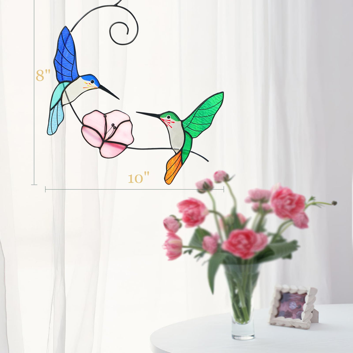 vusluna hummingbird suncatcher with suction cup allows easy display