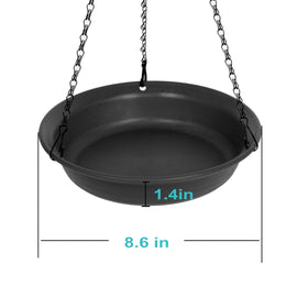 VUWEZ bird water feeder tray hangs securely from a metal chain.