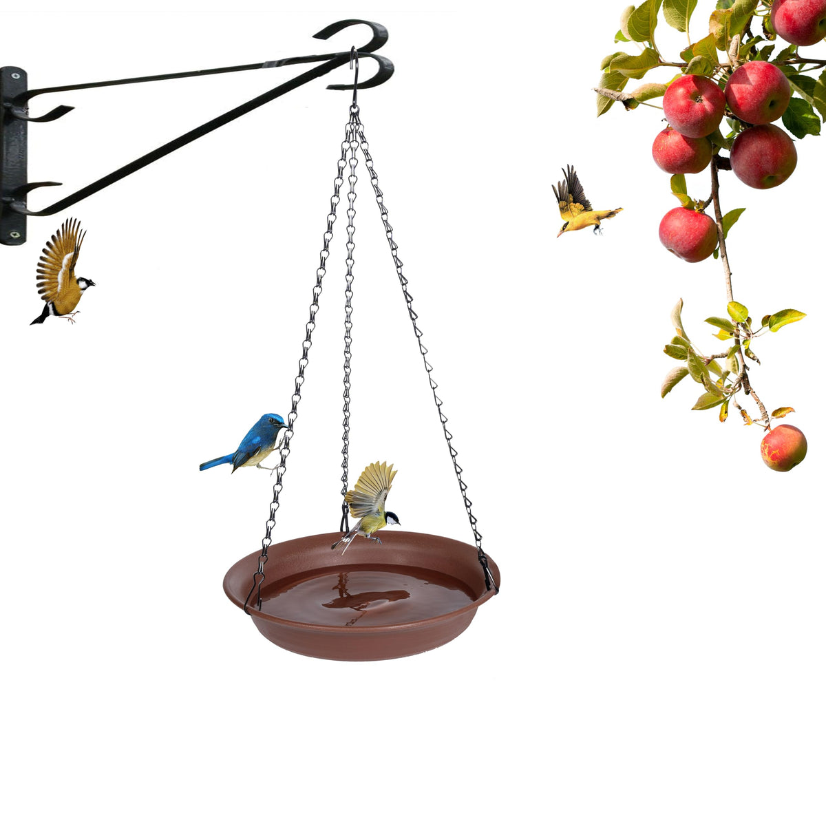 VUWEZ chocolate-brown bird bath tray ready to install.