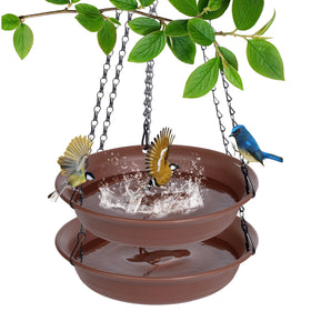 VUWEZ hanging bird bath 12-inch chocolate tray for outdoor birds to drink