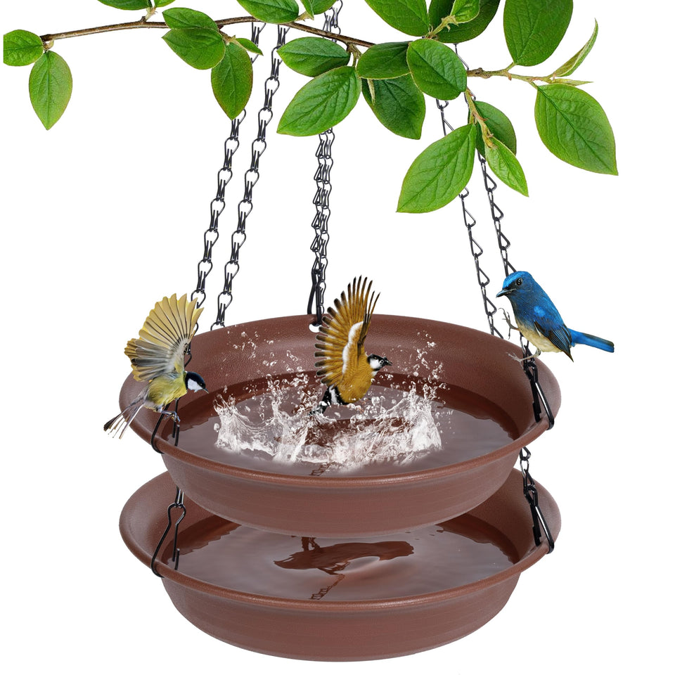 VUWEZ hanging bird bath 12-inch chocolate tray for outdoor birds to drink