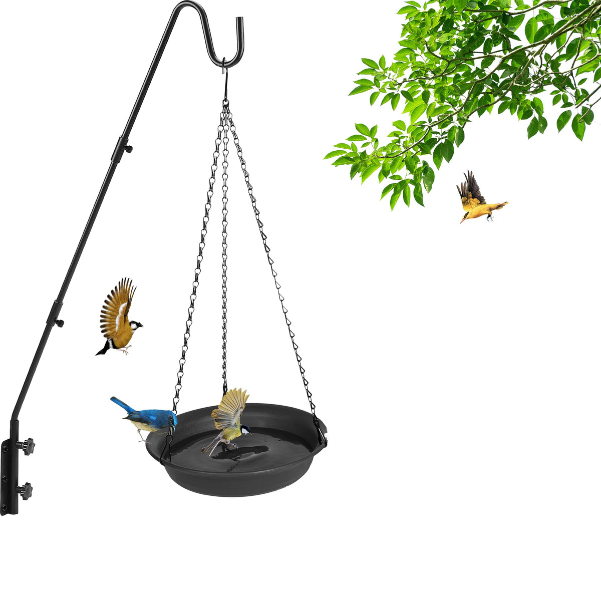 VUWEZ hanging bird bath chain provides secure outdoor hanging.