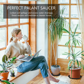 VUWEZ black 10-inch saucer complements modern indoor planters.