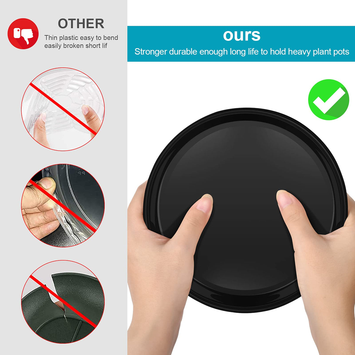 VUWEZ plant saucer shields floors from water and soil spills.