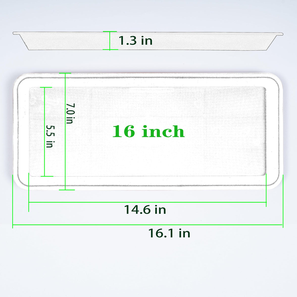 VUWEZ rectangle plant tray 16inch on windowsill, catches drips and keeps surfaces clean.