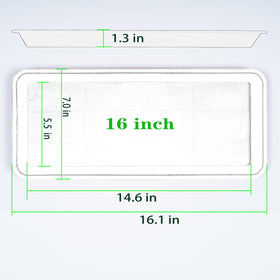 VUWEZ rectangle plant tray 16inch on windowsill, catches drips and keeps surfaces clean.