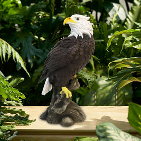 VV-Ladybug close-up of bald eagle feathers highlights craftsmanship for outdoor display.