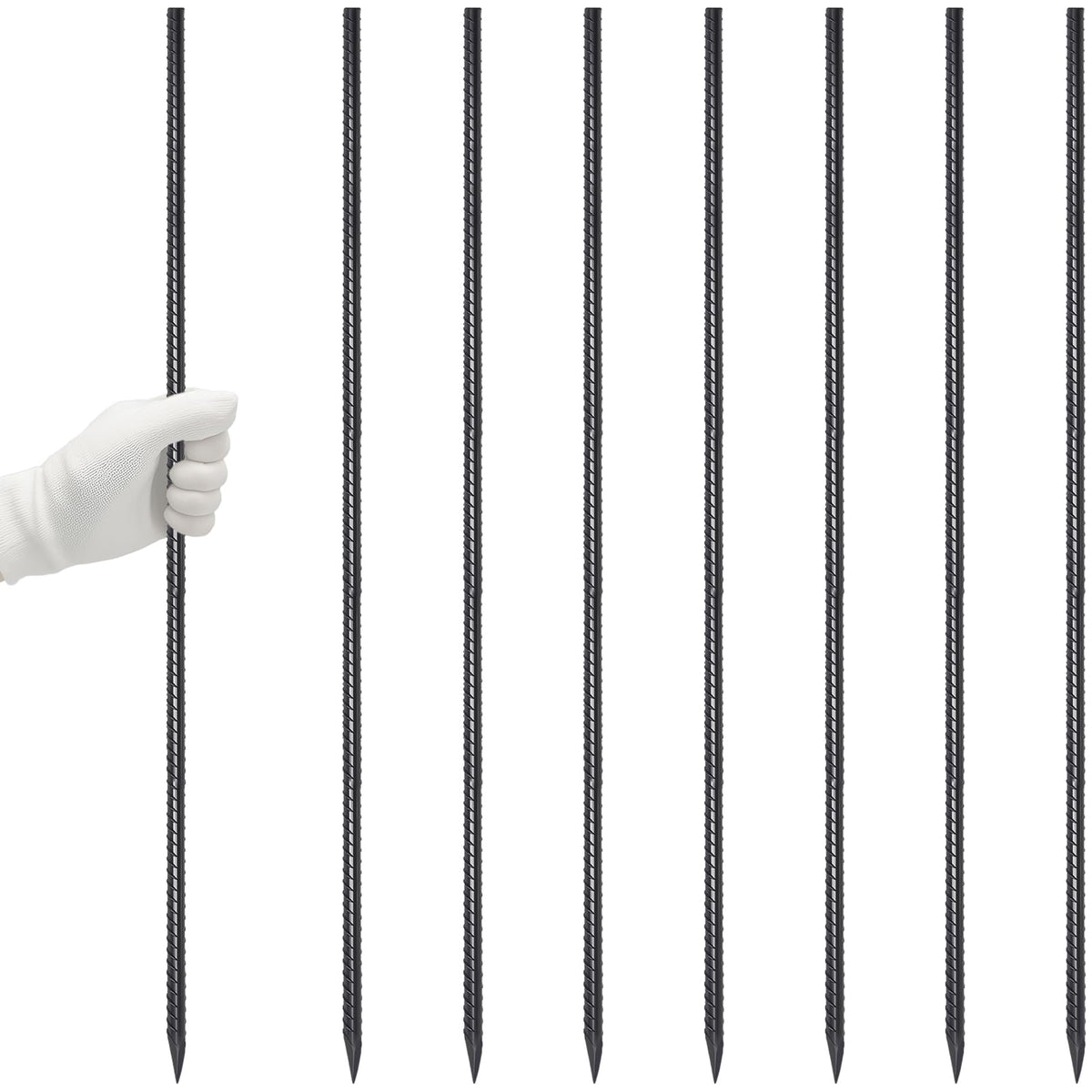 VVOKGO rebar stake 48-inch straight bundle anchors garden borders with solid support.