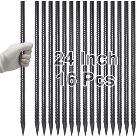 VVOKGO 24-inch rebar stake standing in soil to support a tall plant