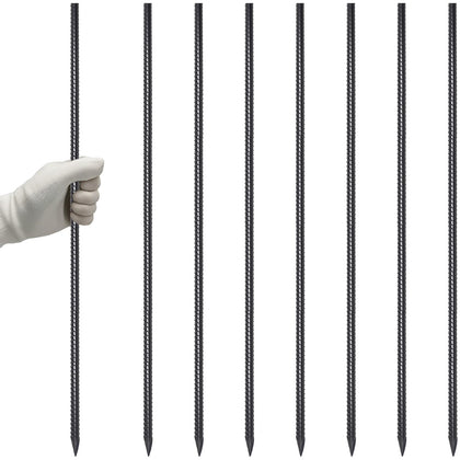 VVOKGO rebar stakes 36-inch 8-pack stabilizing garden borders and plant supports.