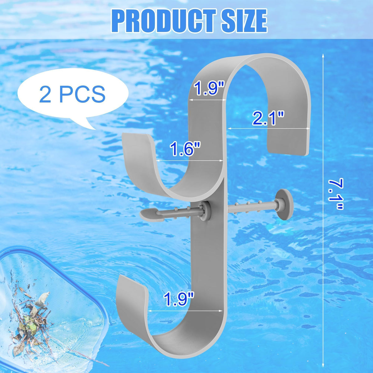VWAERR adjustable pool pole hanger installs quickly for tidy, hands-free storage