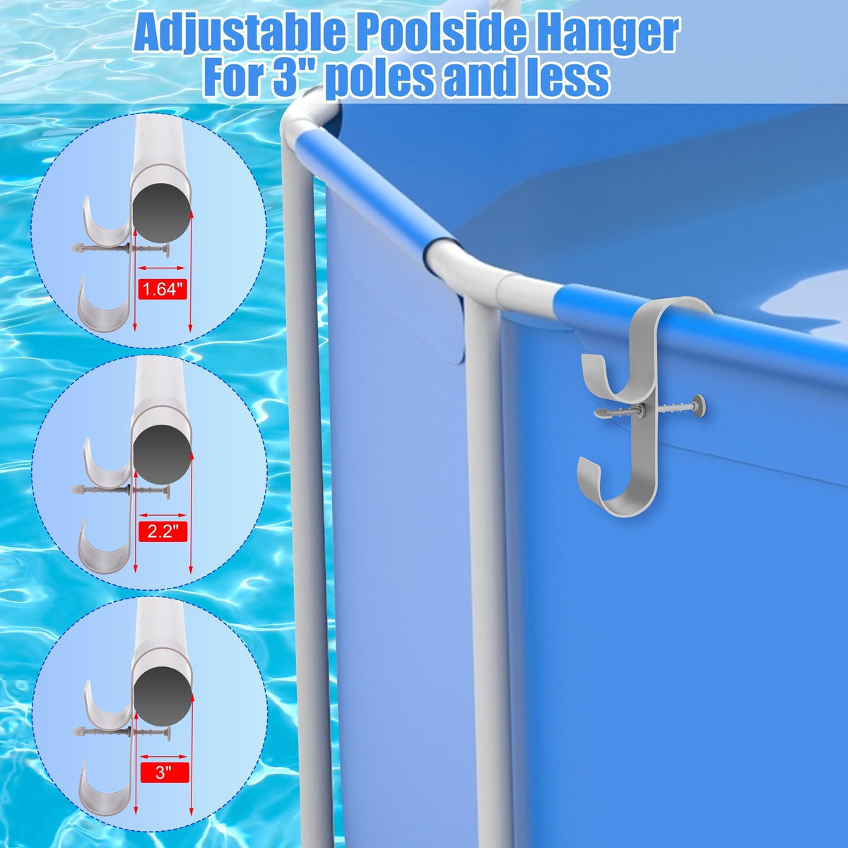 VWAERR weather-resistant plastic pool hook endures sun and rain