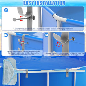 VWAERR pool tool storage holds brushes, hoses, towels neatly