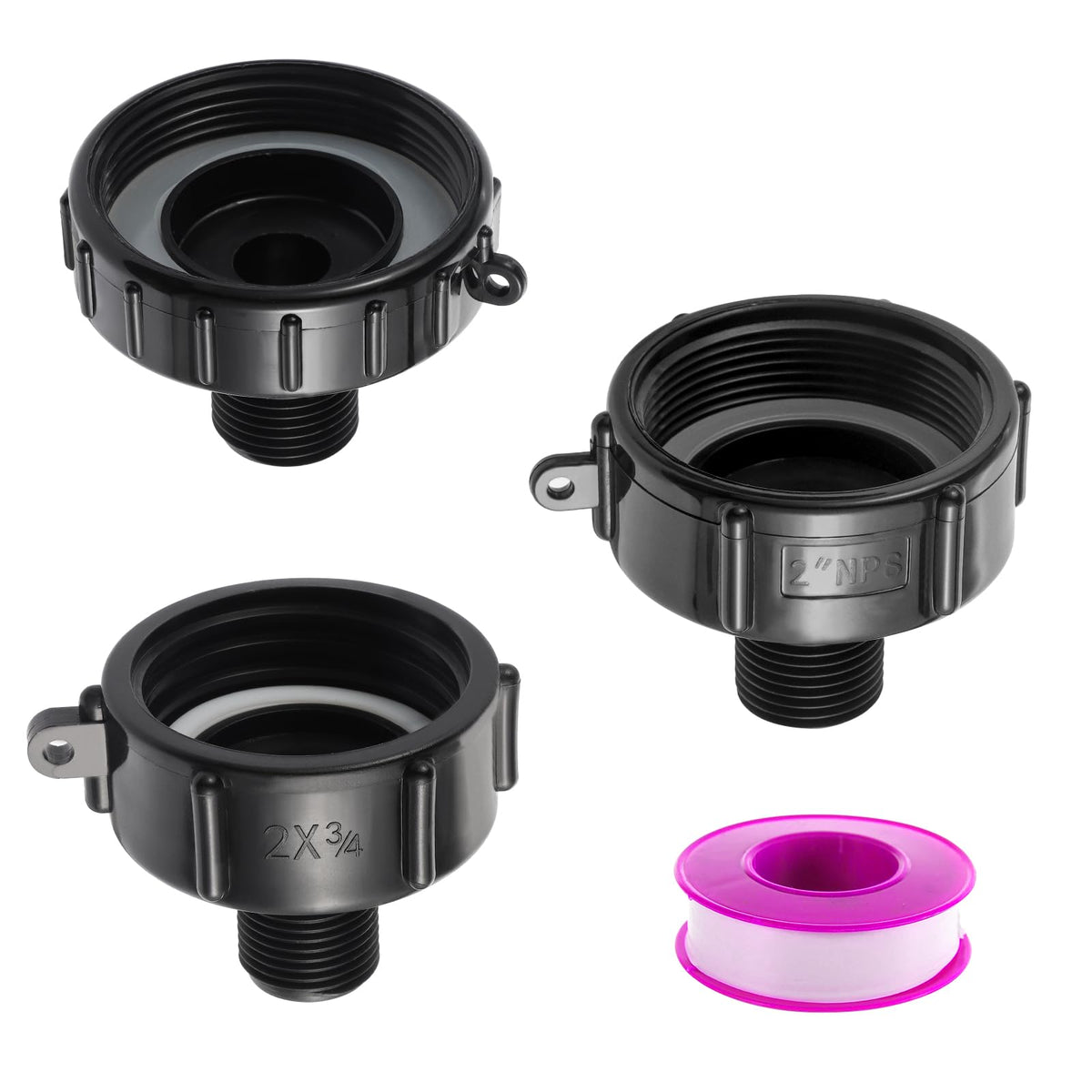 VYH 3-size IBC tote drain adapters kit for versatile valve connections.
