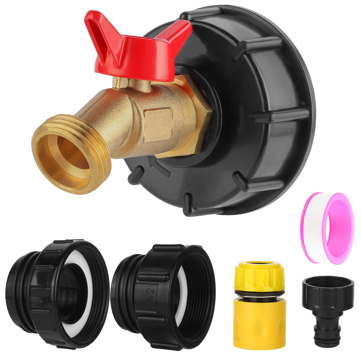 VYH IBC tote adapter with three sizes enables flexible irrigation connections.