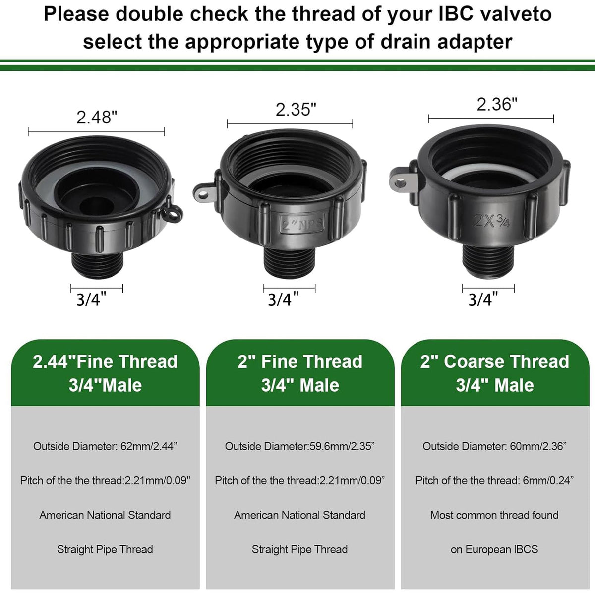 VYH food-grade IBC drain adapter suitable for drinking water applications.