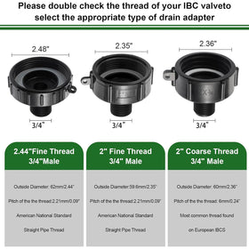 VYH food-grade IBC drain adapter suitable for drinking water applications.