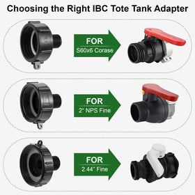 VYH IBC drain adapter with LDPE gasket enables effortless garden hose compatibility.