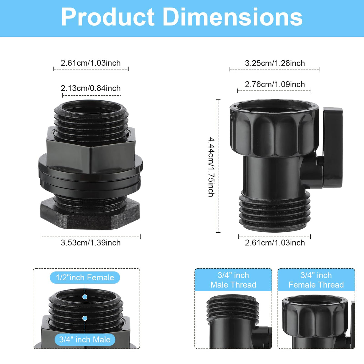 VYH rain barrel spigot kit garden hose valve for precise water control.