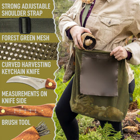 VylerSky wearing the foraging bag for hands-free field use.