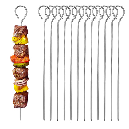 VYNFLICK 14-inch flat stainless skewers for even grilling and secure food