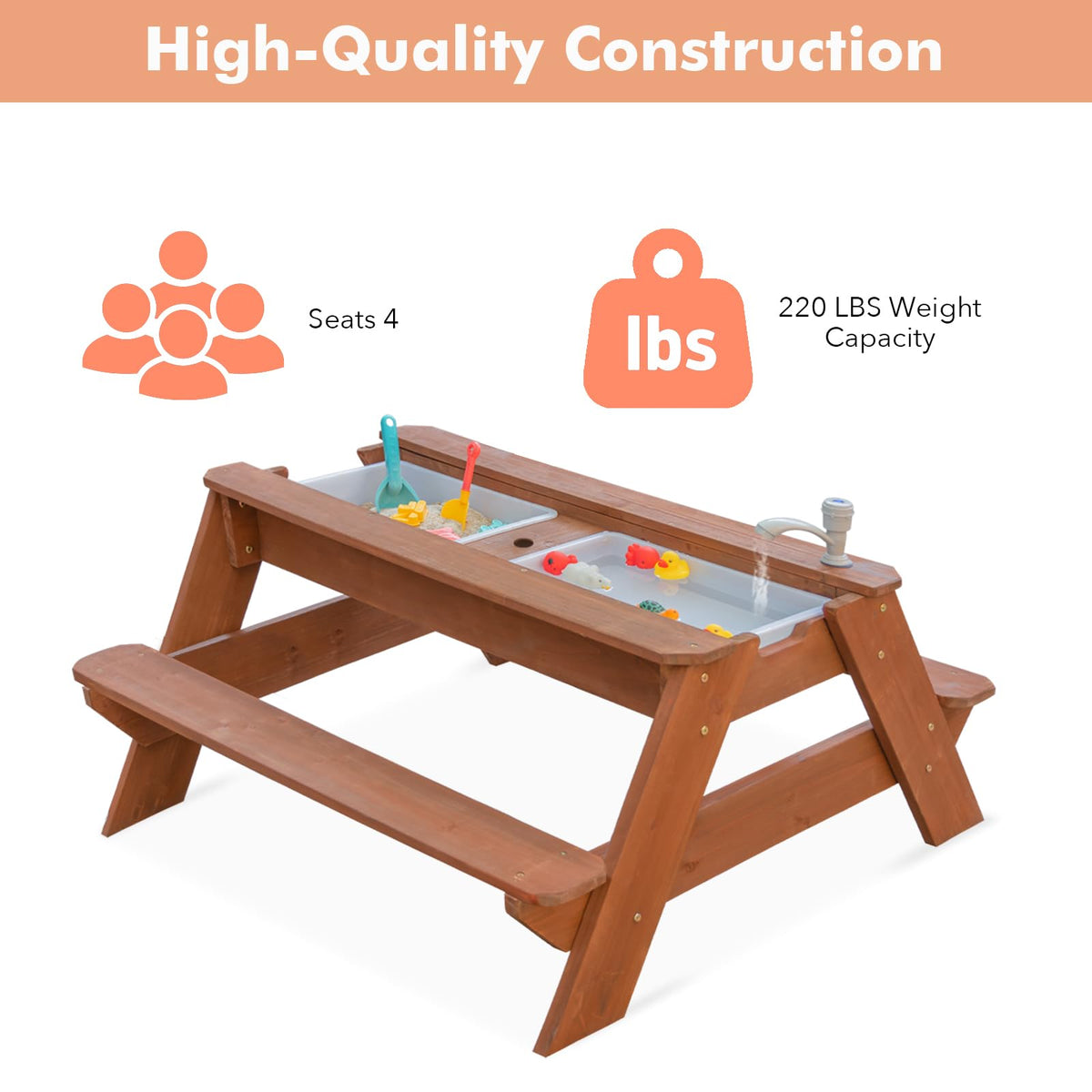 VYOMAMA sturdy natural wood construction supports long-lasting outdoor use