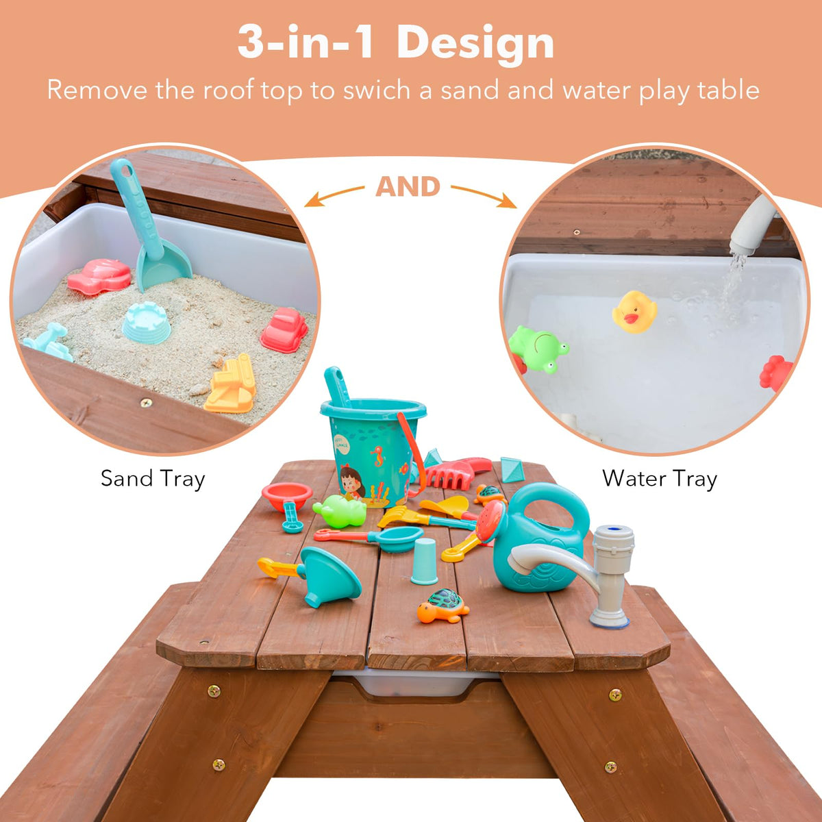 VYOMAMA wooden picnic table for outdoor play and family meals
