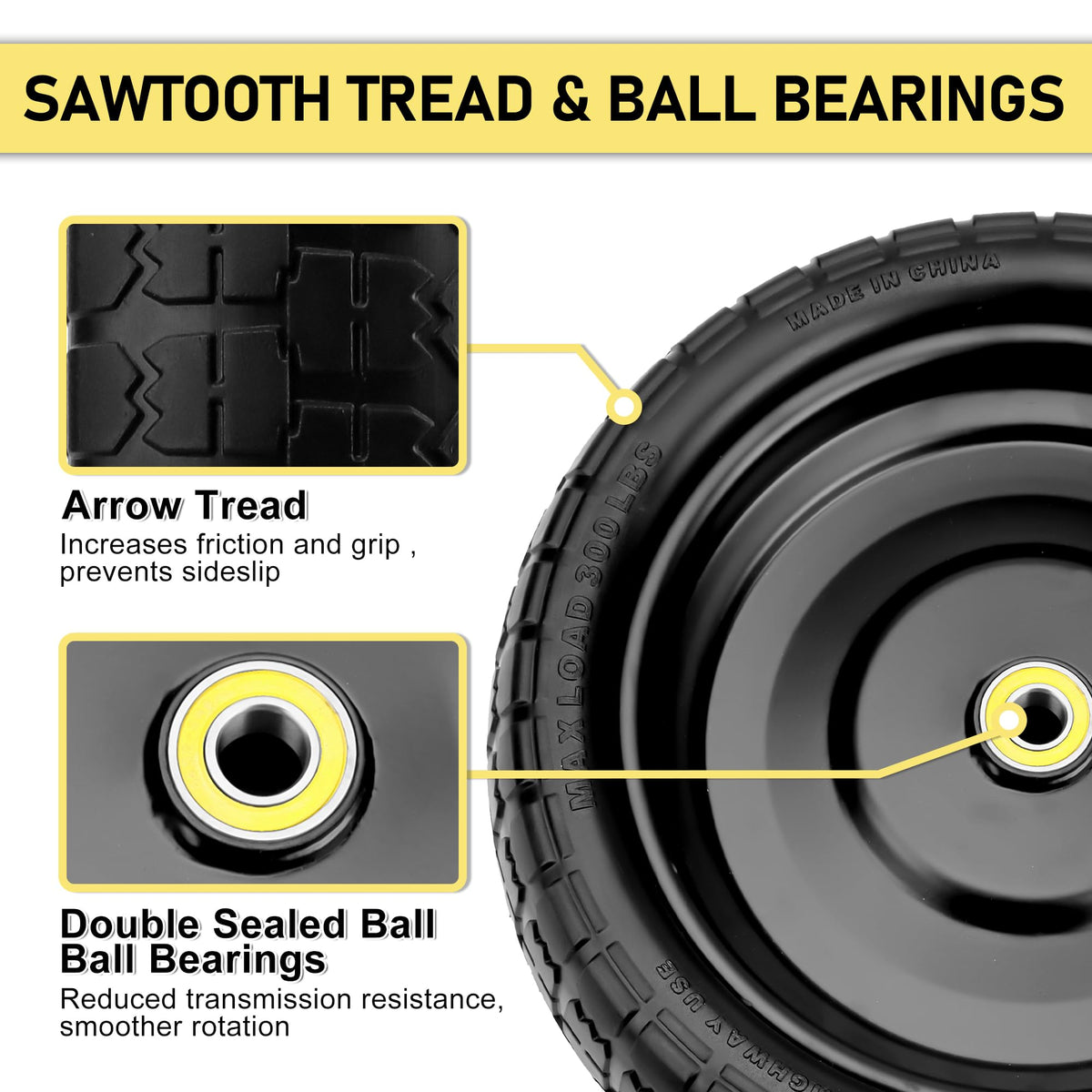 Vypart 13-inch Gorilla Cart tire installation setup for easy mounting.