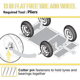 Vypart 13-inch Gorilla Cart tire packaging and accessory compatibility.
