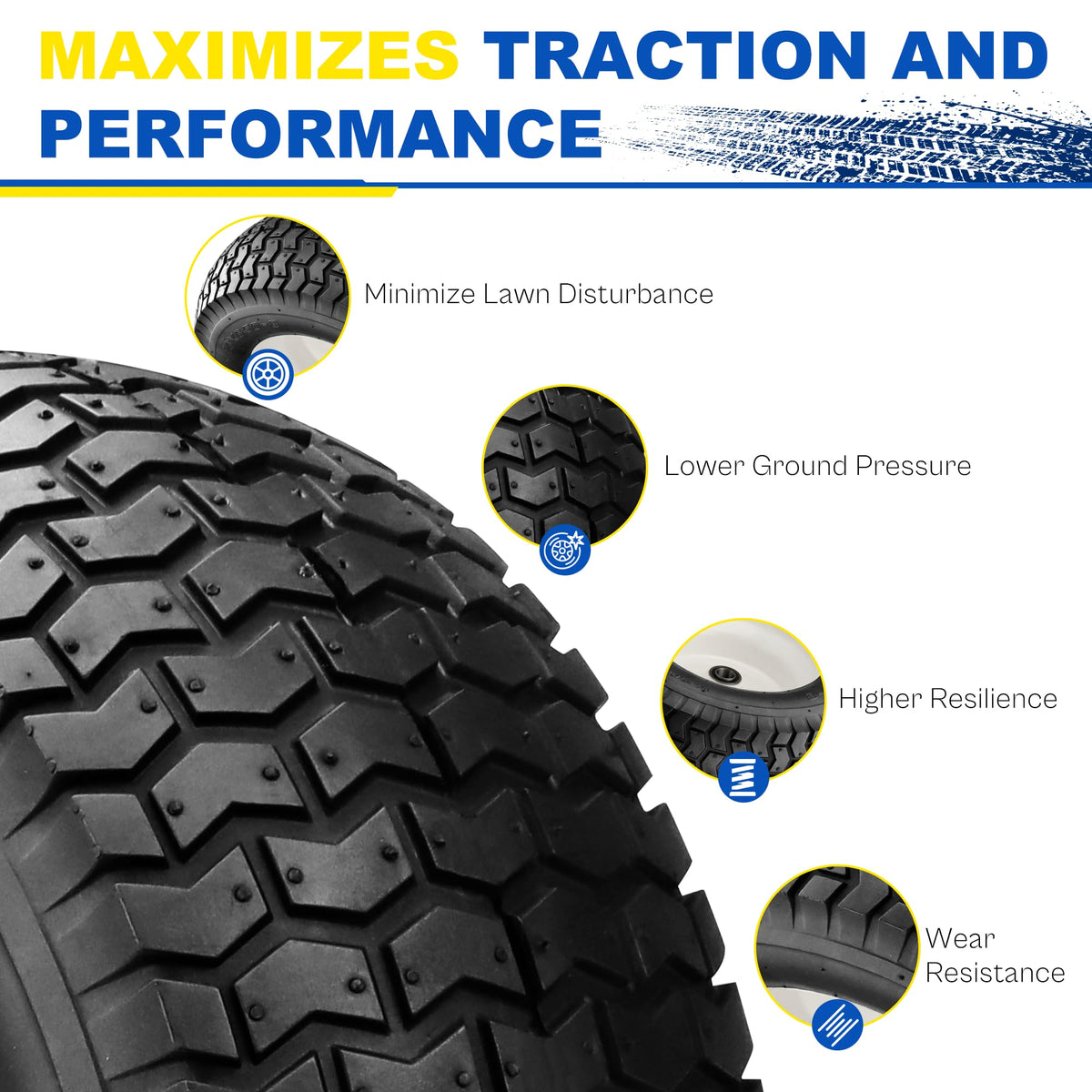 Vypart 16x6.50-8 tire with bearings supports smooth rotation and reduced vibration.